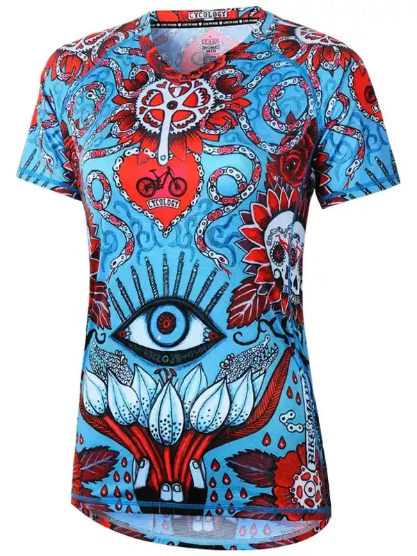 Baja Blue Women's Short Sleeve Mountain Bike Jersey | Cycology EU