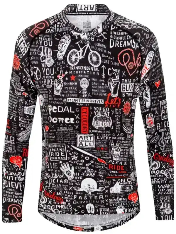 Graffiti Long Sleeve Men's Black Mountain Bike Jersey