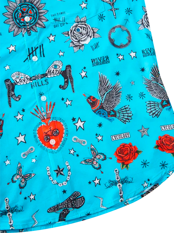 Tattoo Men's Blue Gravel Radtrikot Cycology EU