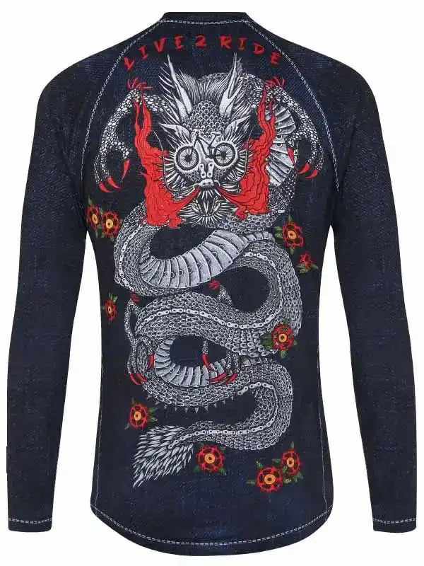 Dragon Black Long Sleeve Men's MTB Jersey | Cycology EU