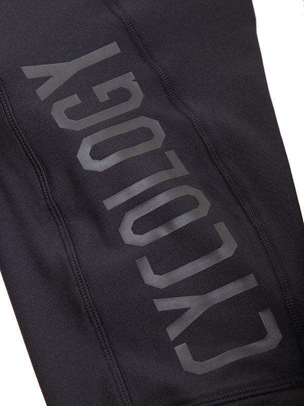 Black cycling jersey with 'CYCOLOGY' logo, high-quality fabric, men's and women's bike wear