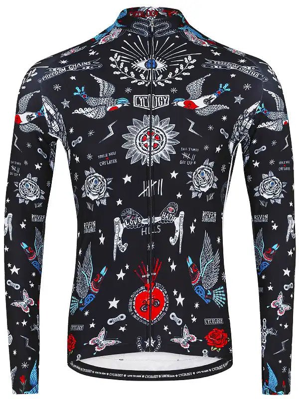 Tattoo Black Men's Long Sleeve Cycling Jersey Cycology EU