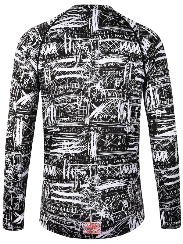 Men's Long-sleeve MTB shirt with black and white graphic design 