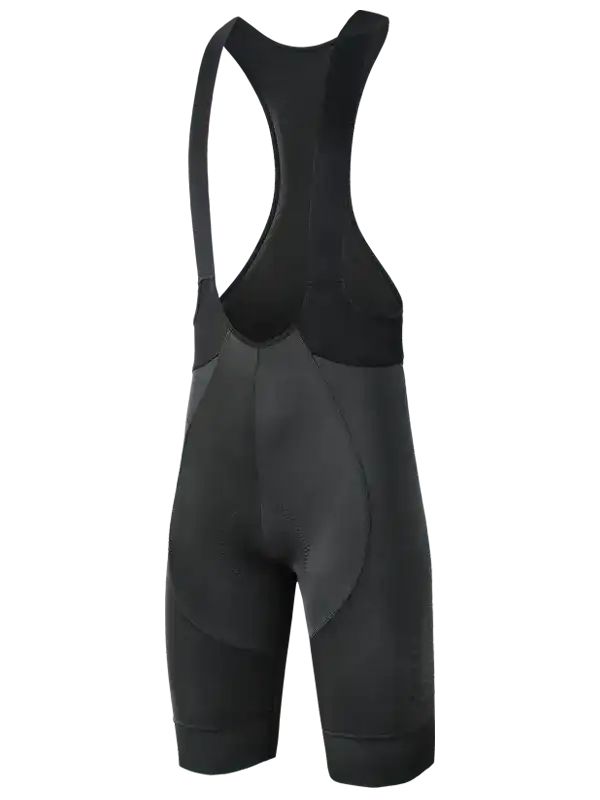 Dark Grey Men's cycling bib shorts with integrated shoulder straps.