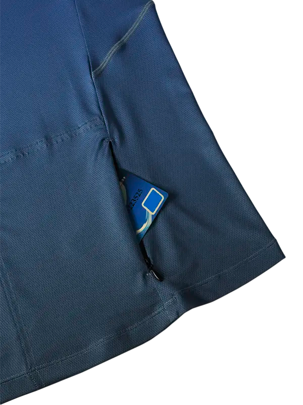 Navy blue MTB shirt with a zip pocket 