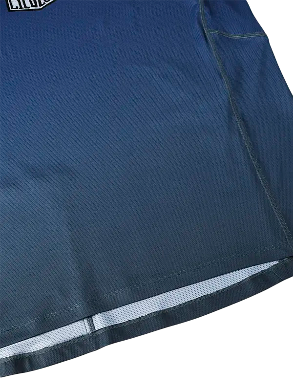 Close-up of a navy blue MTB Jersey 