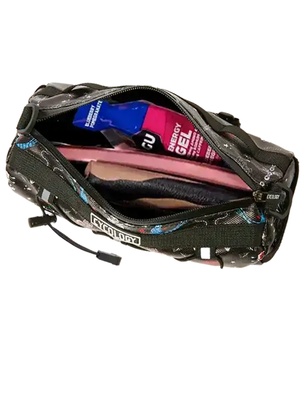 Cycology cycling waist bag with energy gels and essentials, ideal for rides