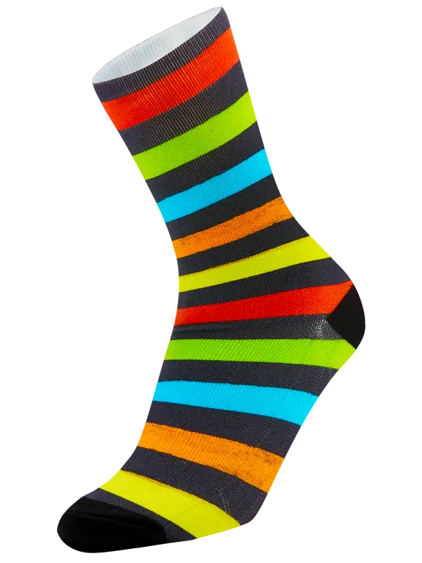 Colorful striped sock on a white background