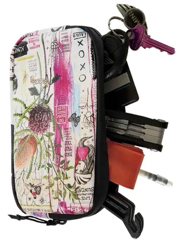 Mieka Cycling Wallet by Cycology Clothing with colorful artistic print and keys