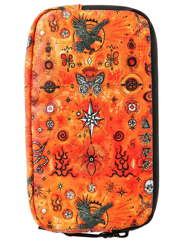 Nomad Cycling Wallet by Cycology Clothing with orange mystical graphic pattern