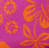 Pink cycling fabric with orange floral pattern design.