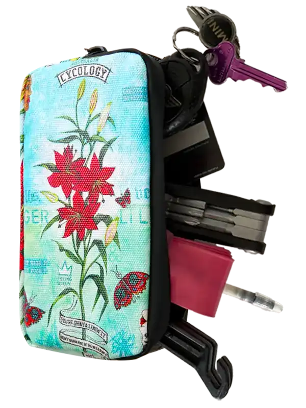 Cycology Clothing Tiger Lily Cycling Wallet with key ring and cards