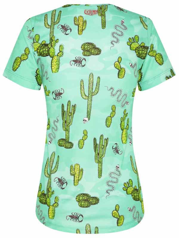 Totally Cactus Women's Green Technical T shirt Back | Cycology EU