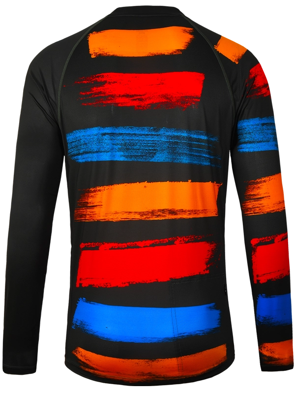 Men's black long-sleeve MTB Jersey with colorful sleeves and 'Cycology' logo on front