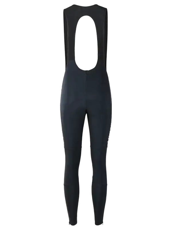Black cycling bib tights with back cutout design for men and women