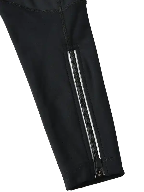 Black cycling tights with side zipper pocket, high-performance fabric for men's and women's bike rides