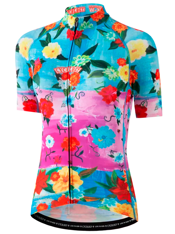 Colorful short sleeve floral cycling jersey 