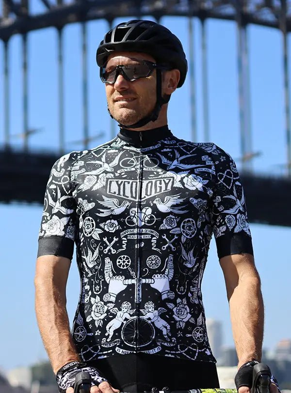 rennrad trikot schwarz weiss Cycology Men's Classic Cycling Jersey – Short Sleeve, Lightweight