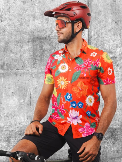 gravel bike hemd Aloha Red Men's Gravel Cycling Shirt | Cycology EU