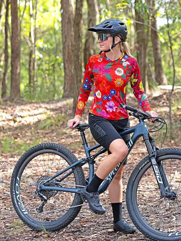 Jersey Mountain Biking Outfits Aloha Red Women's Long Sleeve