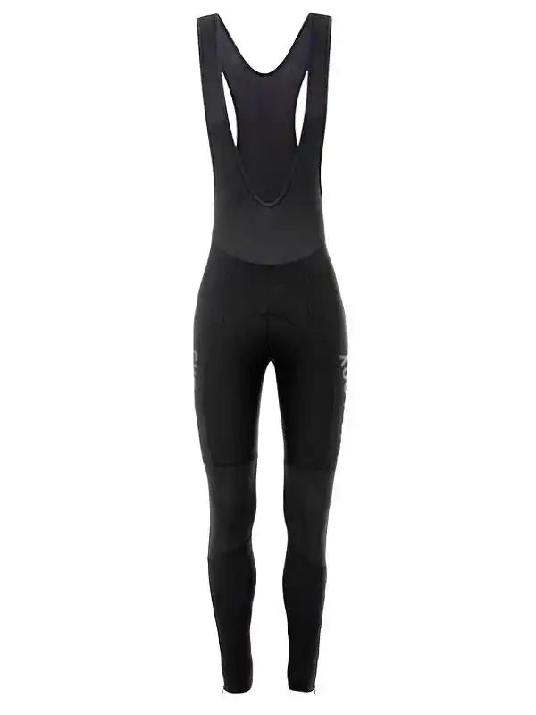 Black women's cycling bib tights with ergonomic design and padded chamois for comfort