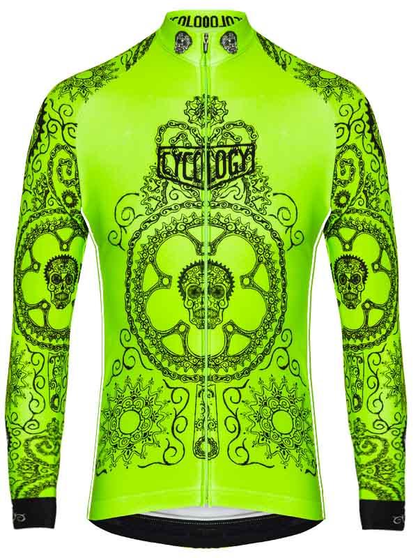 Day of the Living (Lime) Men's Long Sleeve Jersey - Cycology Clothing Europe