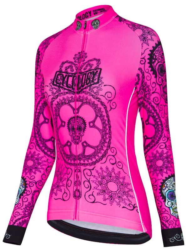Day of the Living (Pink) Women's Long Sleeve Cycling Jersey - Cycology Clothing Europe