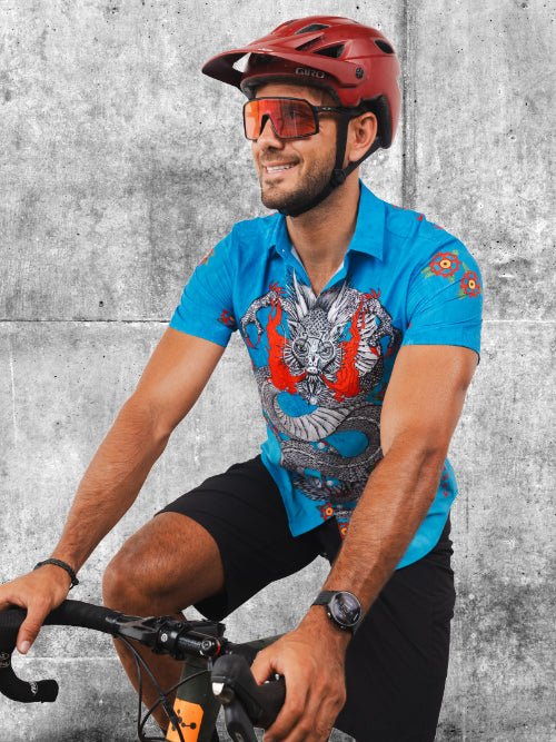 gravel bike kleidung Dragon Blue Men's Gravel Cycling Shirt | Cycology EU