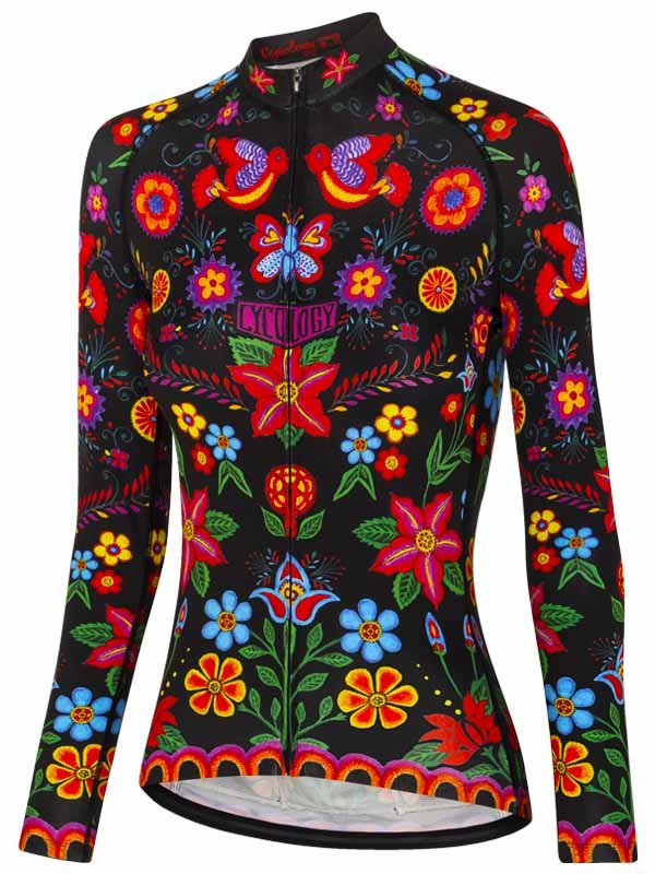 Frida ( Black ) Lightweight Long Sleeve Summer Jersey - Cycology Clothing Europe