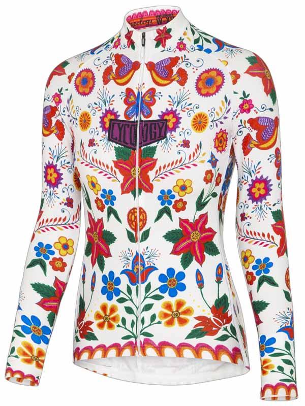 Frida (White) Women's Long Sleeve Jersey - Cycology Clothing Europe