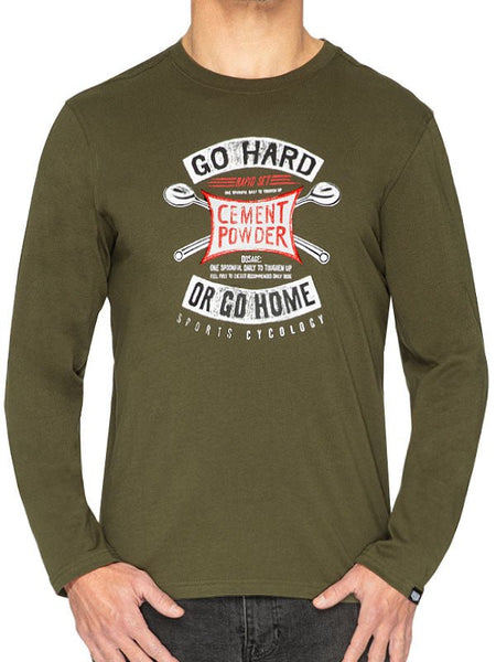 Go Hard Or Go Home Green Mens Long Sleeve T shirt Cycology EU