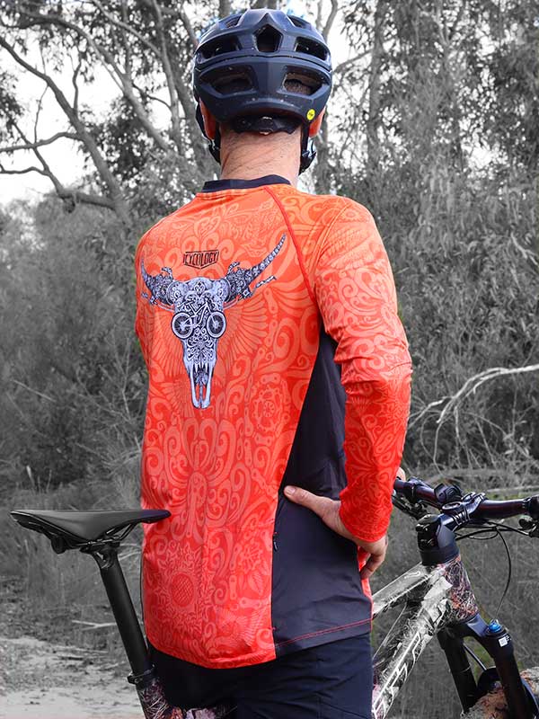 Life on Bars Long Sleeve Orange Mountain Bike Jersey Cycology EU