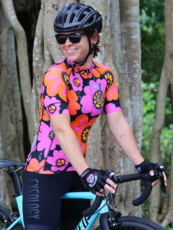 Pedal Flower (Pink/Black) Women's Cycling Jersey - Cycology Clothing Europe