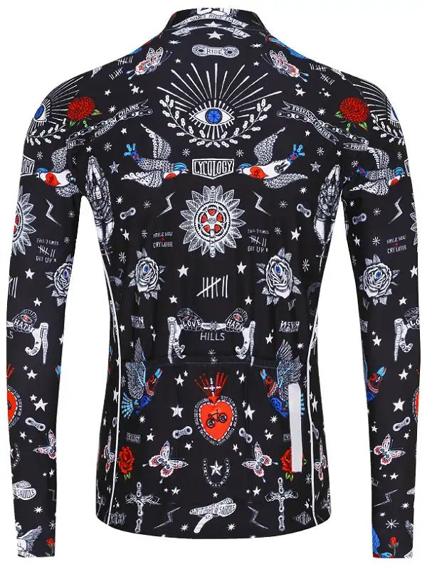 Tattoo Black Men's Long Sleeve Cycling Jersey Cycology EU