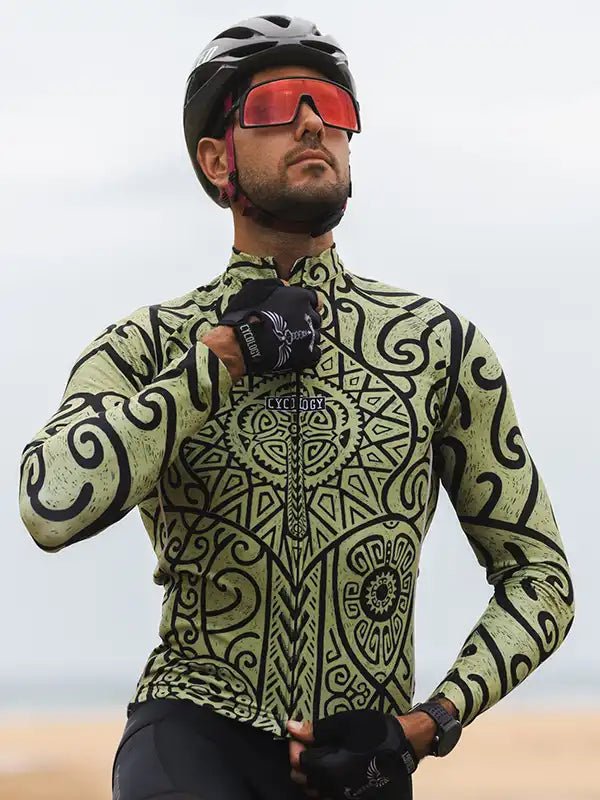 Zanzibar Green Men's Long Sleeve Jersey - Cycology Clothing Europe